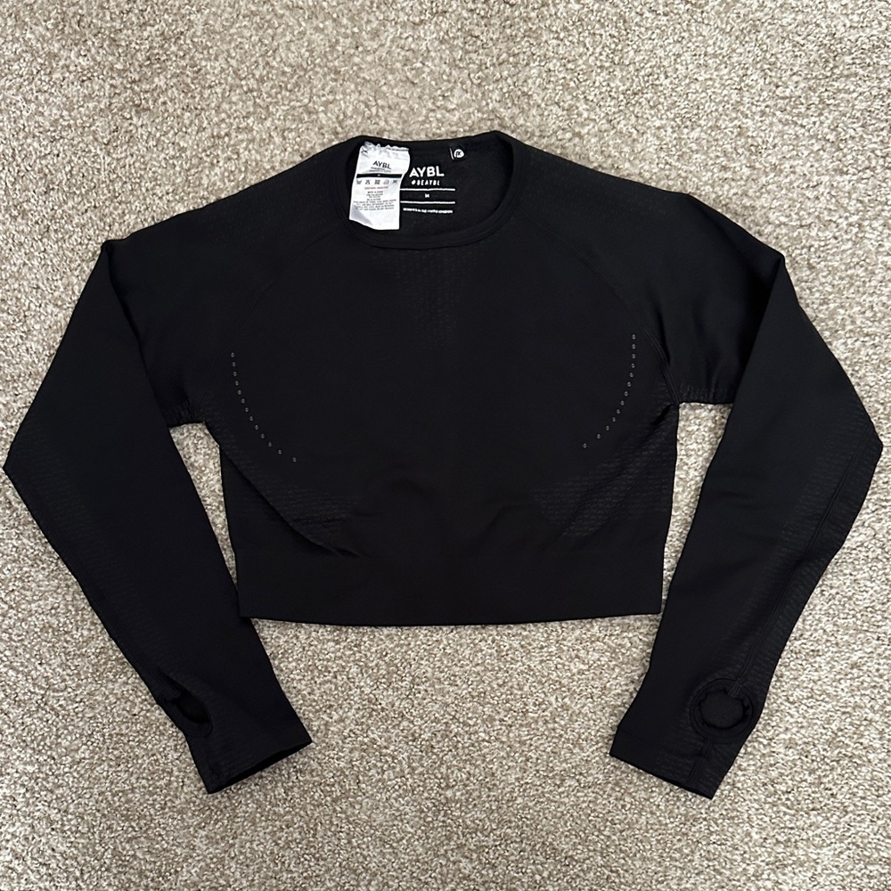 AYBL Black Cropped Long Sleeve Top